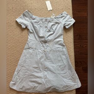 Lush Light Blue Dress with Button Detail